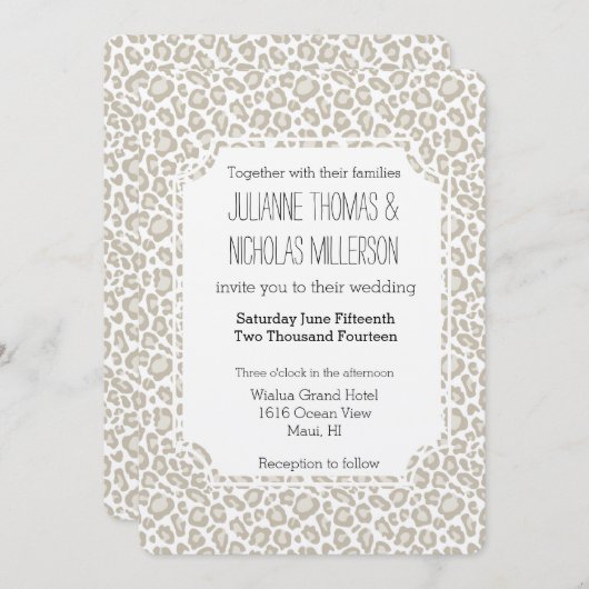 クリームヒョウ結婚プリント 招待状 (正面/裏面)