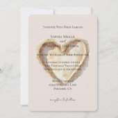 クリームビーチハートを砂結婚の 招待状 (正面)