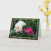 クリームピエレガントンクモダンローズフォトゴールデンフレーム カード (黄色い花)