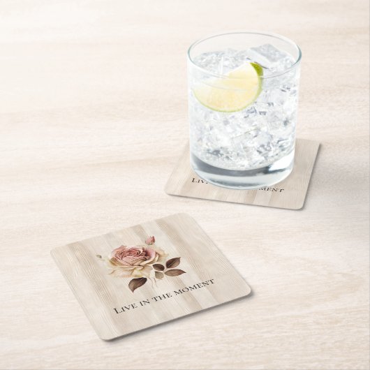 クリームピフェイクッ素朴クローズウッド スクエアペーパーコースター (インサイチュ)