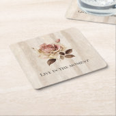 クリームピフェイクッ素朴クローズウッド スクエアペーパーコースター (アングル)