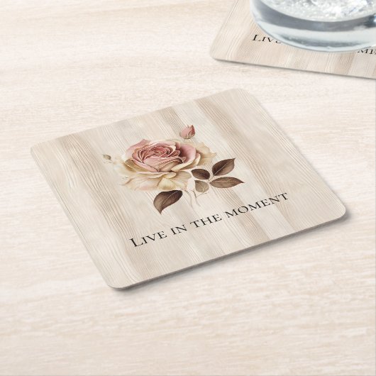 クリームピフェイクッ素朴クローズウッド スクエアペーパーコースター (アングル)