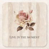 クリームピフェイクッ素朴クローズウッド スクエアペーパーコースター (正面)