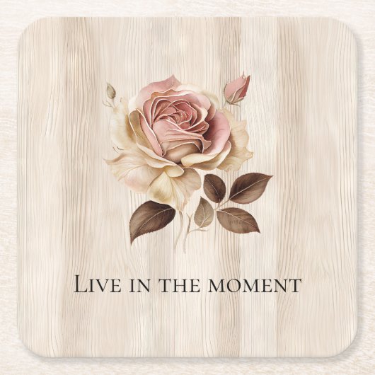 クリームピフェイクッ素朴クローズウッド スクエアペーパーコースター (正面)