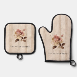 クリームピフェイクッ素朴クローズウッド 鍋つかみ&鍋敷きセット