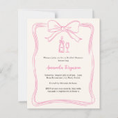 クリームピンクの手描き弓ブライダルシャワー招待 (正面)