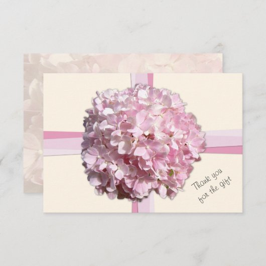 クリームピンクアジサイFlat Thank You Notes ノートカード (正面/裏面)