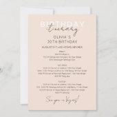 クリームピンクウィークエンド誕生日旅程招待状 招待状 (正面)