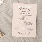 クリームピンクウィークエンド誕生日旅程招待状 招待状