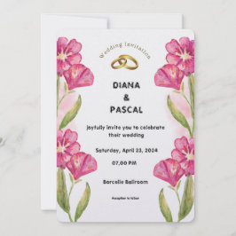 クリームピンクウォーターカラー結婚式招待状 招待状