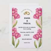 クリームピンクウォーターカラー結婚式招待状 招待状 (正面/裏面)