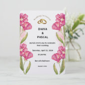 クリームピンクウォーターカラー結婚式招待状 招待状 (スタンド正面)