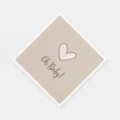 クリームピンクハートベビーシャワー スタンダードランチョンナプキン (角)