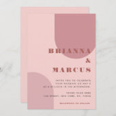 クリームピンクボホアーチジオメトリックオールインワン結婚ズ 招待状 (正面/裏面)