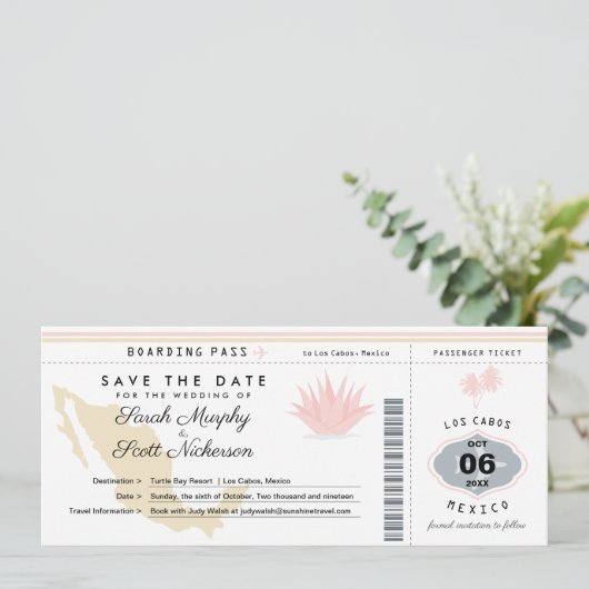 クリームピンクメキシコ日付搭乗券を保存 セーブザデート (スタンド正面)