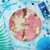 クリームピンク金ゴールド女性のカーボーイ牛革引用文誕生日 ペーパープレート (パーティー)