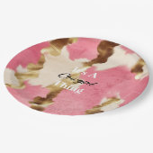 クリームピンク金ゴールド女性のカーボーイ牛革引用文誕生日 ペーパープレート (アングル)