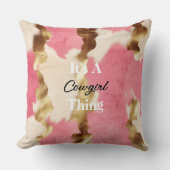 クリームピンク金ゴールド女性のカーボーイ牛革引用文 クッション (正面)