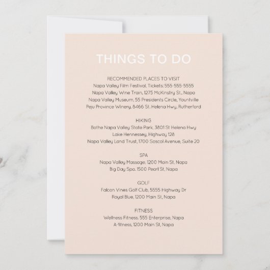 クリームピンク食べクの場所とカード 招待状 (裏面)