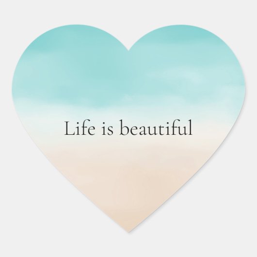 クリームピーチアクアグラデーション ハートシール (正面)