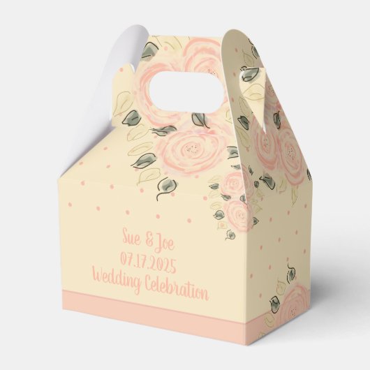 クリームピーチアンドピンク水玉模様 アート フェイバーボックス (正面サイド)