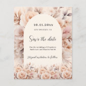 クリームピーチバラアーチ予算の結婚式の日付を保存 チラシ (正面)