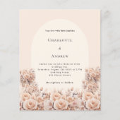 クリームピーチバラアーチ写真結婚式招待状 (正面)