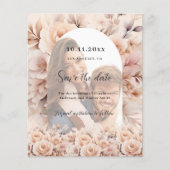 クリームピーチバラ写真のアーチ結婚式日付を保存 (正面)