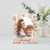 クリームピーチバラ写真のアーチ結婚式日付を保存 (スタンド正面)