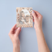 クリームピーチバラ写真のアーチ結婚式日付を保存 チラシ (手)