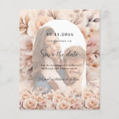 クリームピーチバラ写真のアーチ結婚式日付を保存 チラシ (正面)