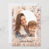 クリームピーチバラ写真結婚アーチ セーブザデート (正面)