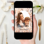 クリームピーチバラ写真結婚アーチ セーブザデート