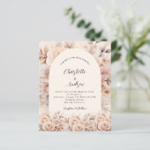 クリームピーチバラ花模様アーチ結婚式招待状 (スタンド正面)
