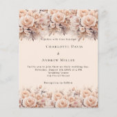 クリームピーチバラ花模様ボホ結婚式招待状 (正面)