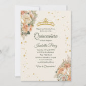 クリームピーチフローラと金ゴールドティアラキンセアニェラ 招待状 (正面)