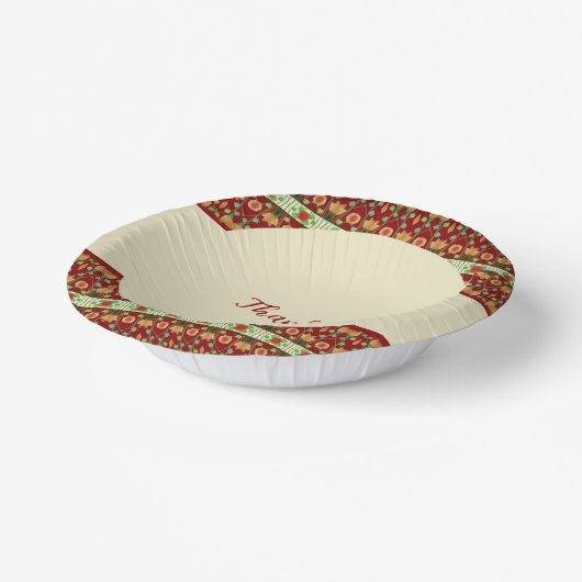 クリームピーチブルゴーニュとダークグリーン ペーパーボウル (傾斜あり)