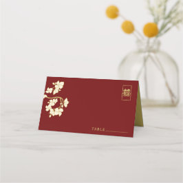 クリームピーチ/プラム花二重結婚幸福 プレイスカード