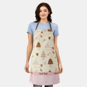 クリームファンシーベーキングエプロンのケーキとカップケーキ エプロン (着用した状態)
