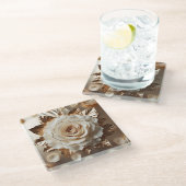 クリームフォイルバラスクエアガラスコースター ガラスコースター (アングル)