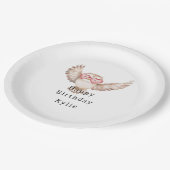 クリームフクロウハートグラス誕生日 ペーパープレート (アングル)