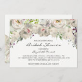 クリームフラワーブライダルシャワー招待 招待状 (正面/裏面)