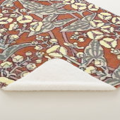 クリームフラワーブラウン背景プリント シェルパブランケット (3/4)