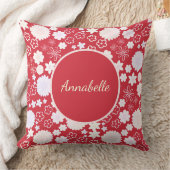 クリームフラワーブーケ花柄レッド文字 クッション (ブランケット)