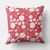 クリームフラワーブーケ花柄レッド文字 クッション (裏面)