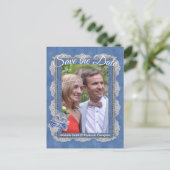 クリームフラワーレースと子猫のデニム 案内ポストカード (スタンド正面)