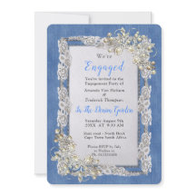 クリームフラワーレースと真珠付きデニム