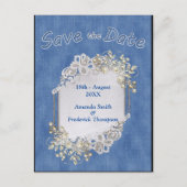 クリームフラワーレースと真珠付きデニム 案内ポストカード (正面)