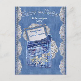 クリームフラワーレース付きデニムポケット 案内ポストカード