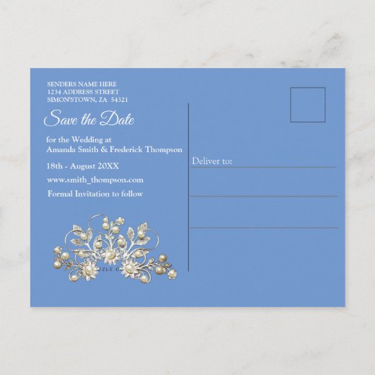 クリームフラワーレース付きデニムポケット 案内ポストカード (裏面)